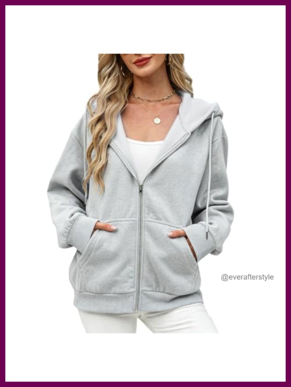 Zip Up Hoodie Fleece Lined Oversized Drawstring Sweatshirt